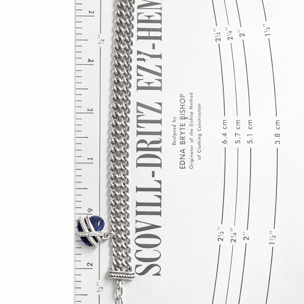 Brighton Silver Tone Triple Chain Bracelet Blue Green Heart Charm - Picture 4 of 8
